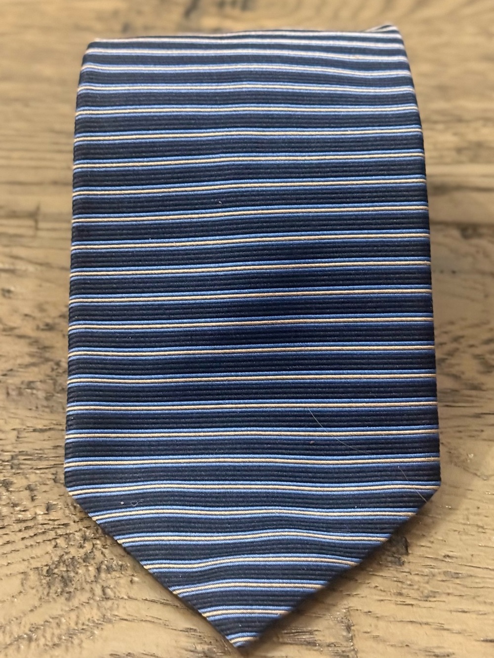 Brooks Brothers Navy Tie with Light Blue and White Stripes